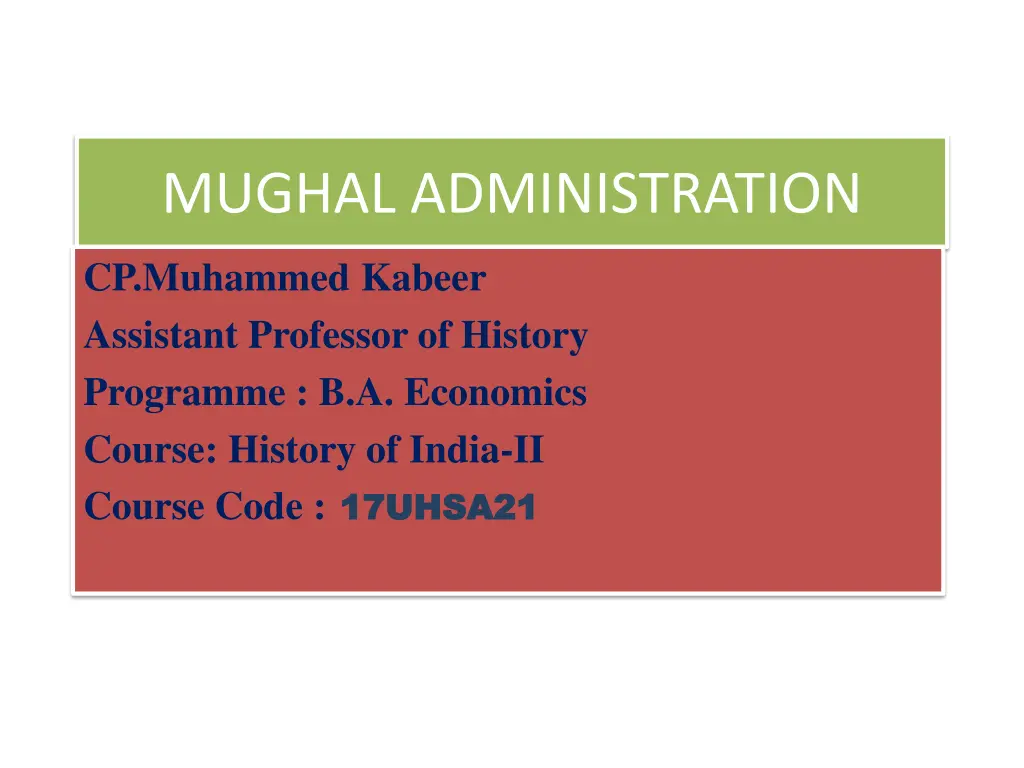 mughal administration