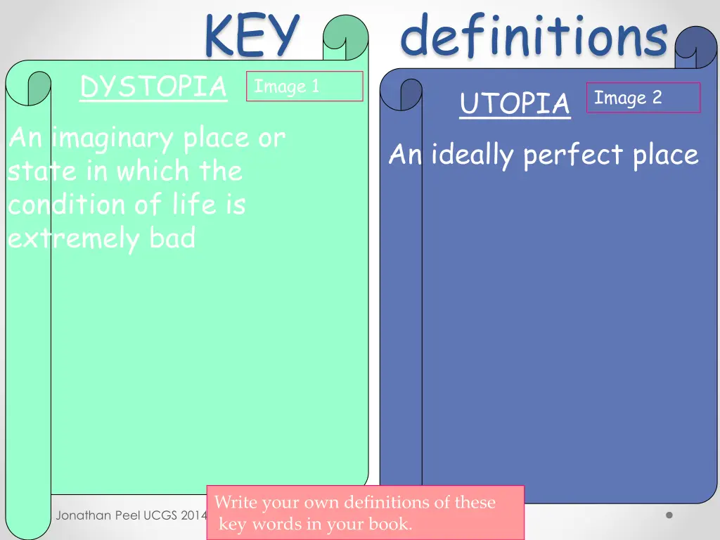 key definitions dystopia an imaginary place