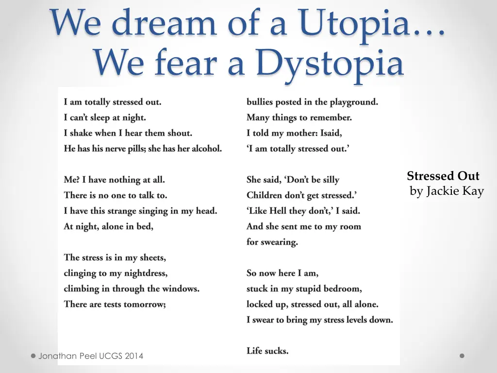 we dream of a utopia we fear a dystopia