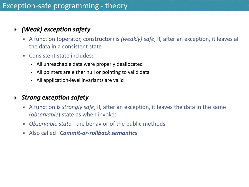 exception safe programming theory