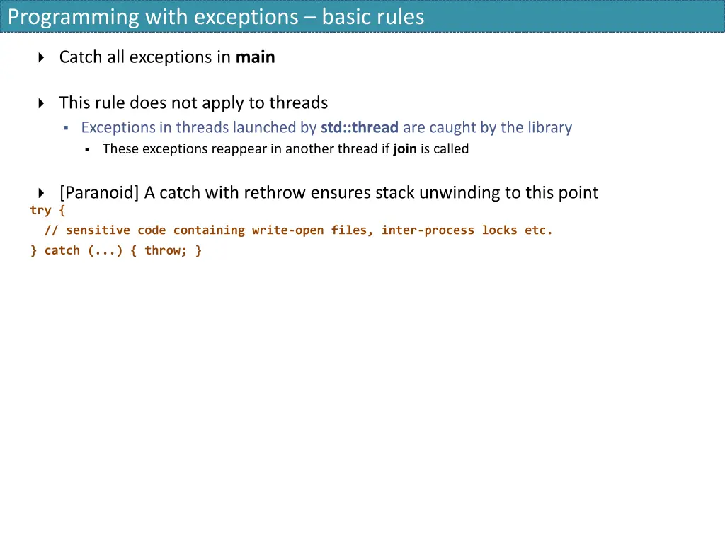 programming with exceptions basic rules 1