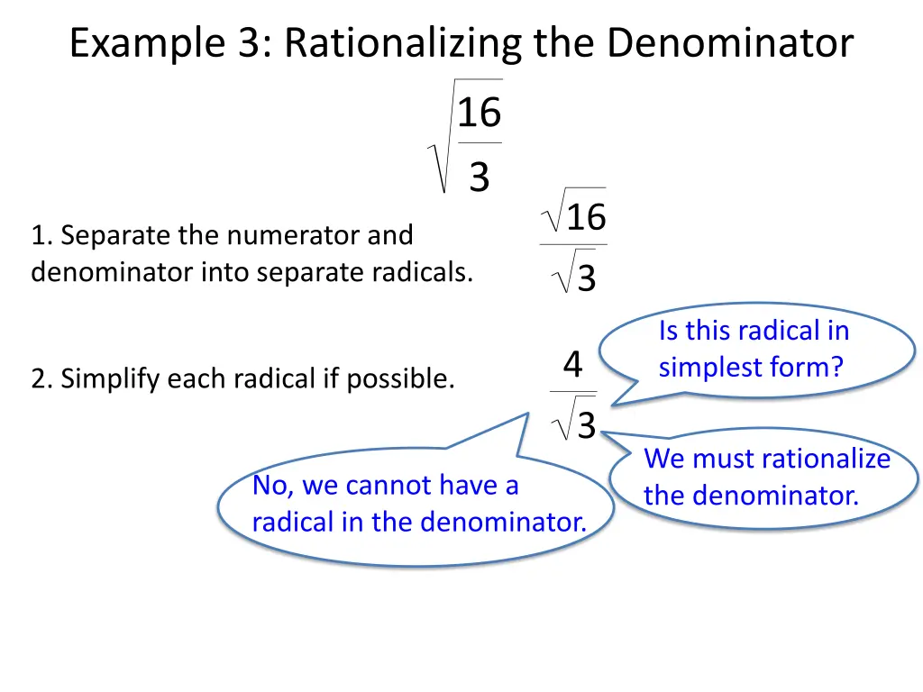example 3 rationalizing the denominator