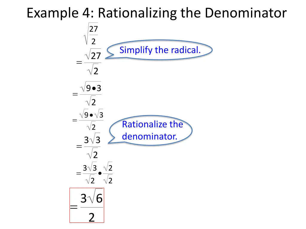 example 4 rationalizing the denominator 27 2 27 2