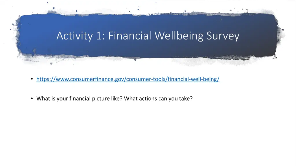 activity 1 financial wellbeing survey