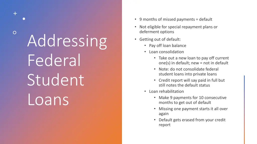 addressing federal student loans