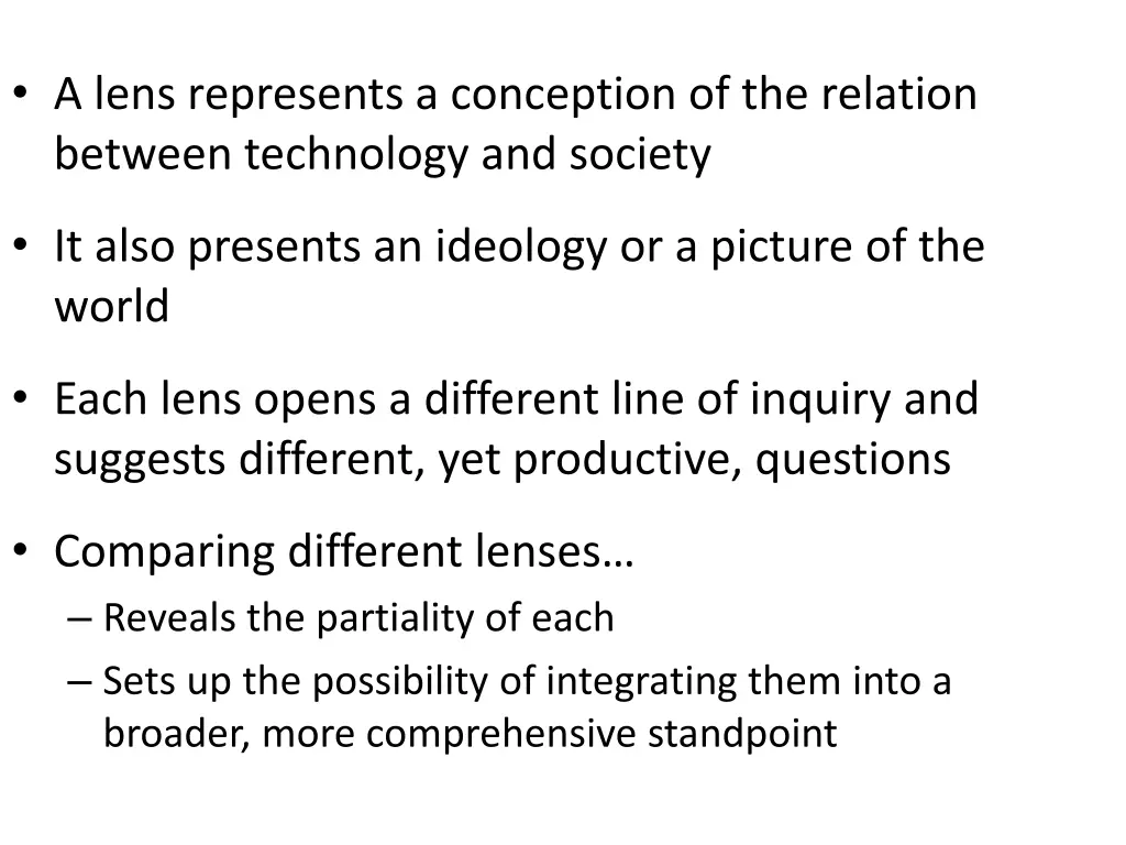 a lens represents a conception of the relation