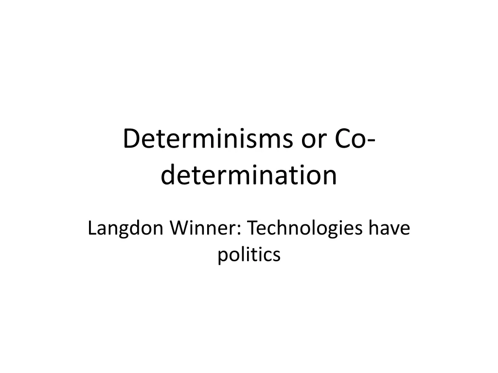 determinisms or co determination