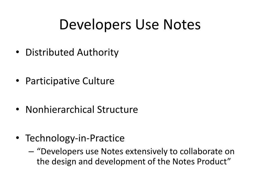 developers use notes