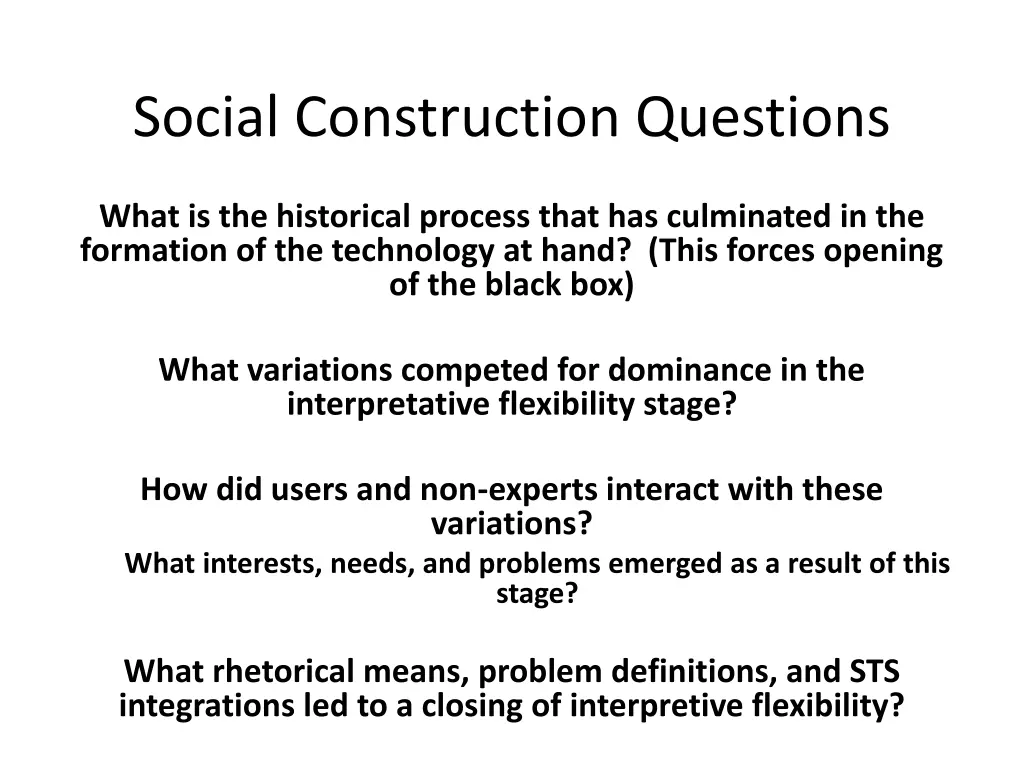 social construction questions