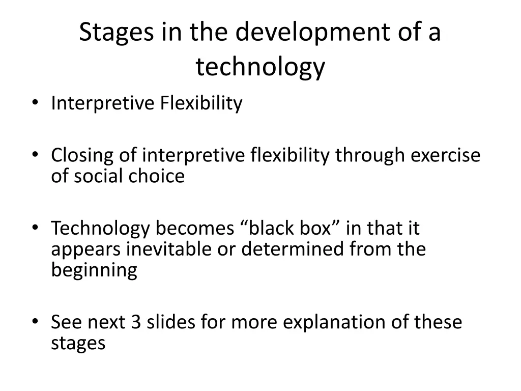 stages in the development of a technology