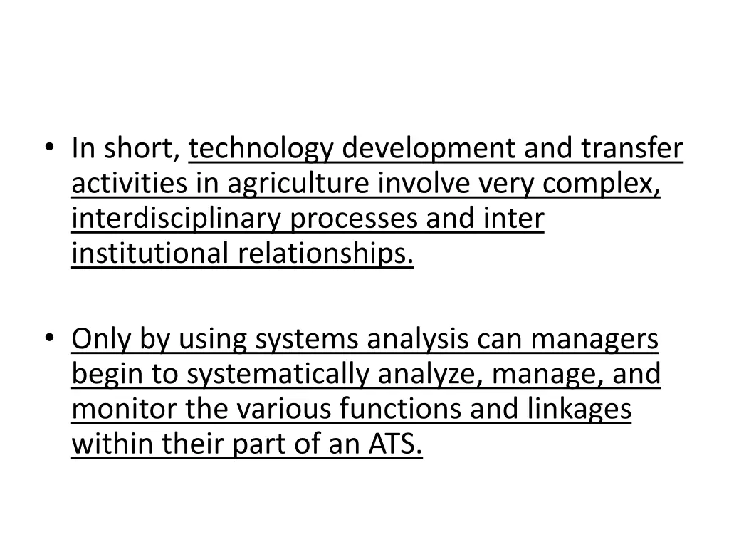 in short technology development and transfer