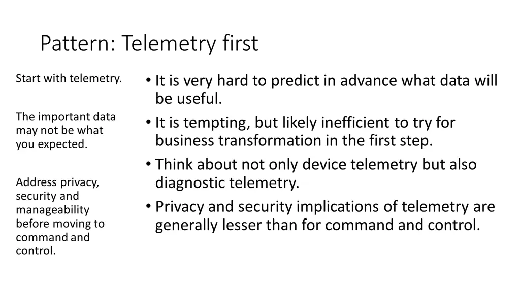 pattern telemetry first