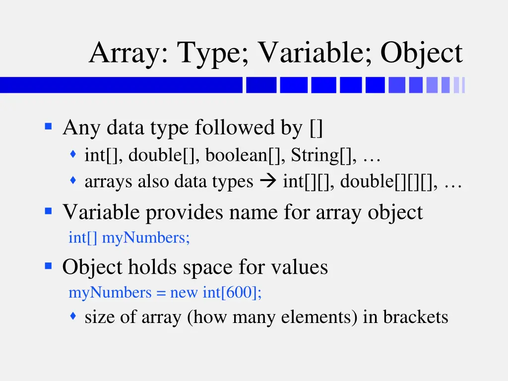 array type variable object