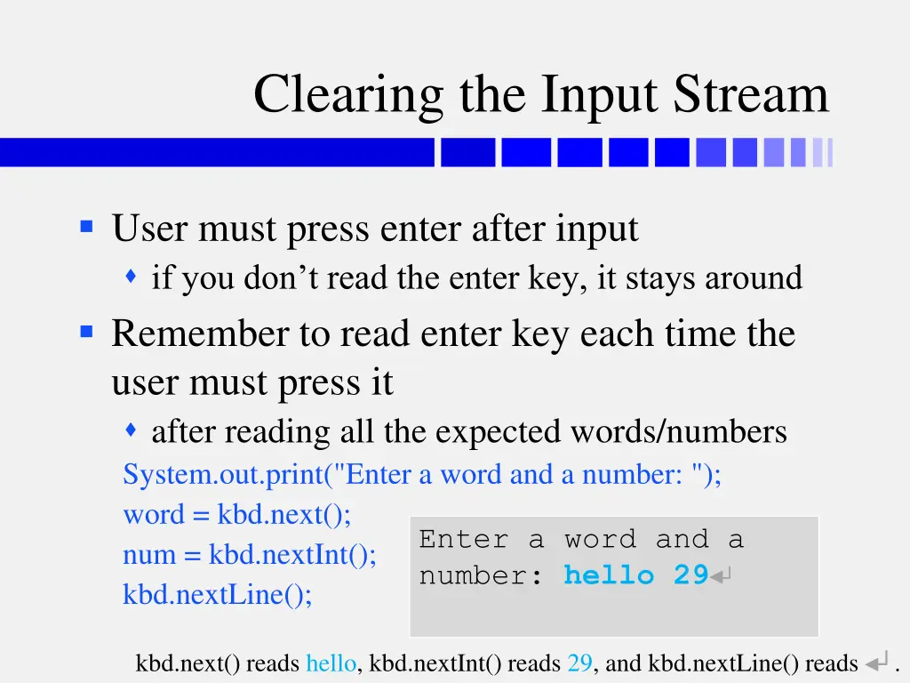 clearing the input stream