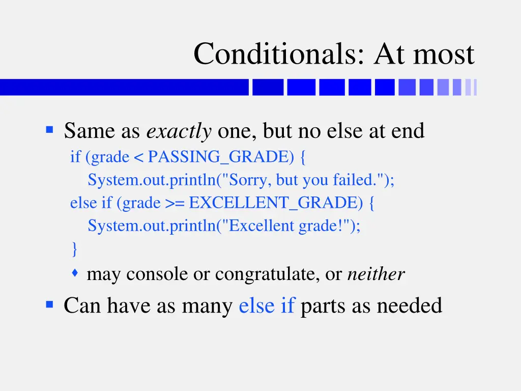conditionals at most