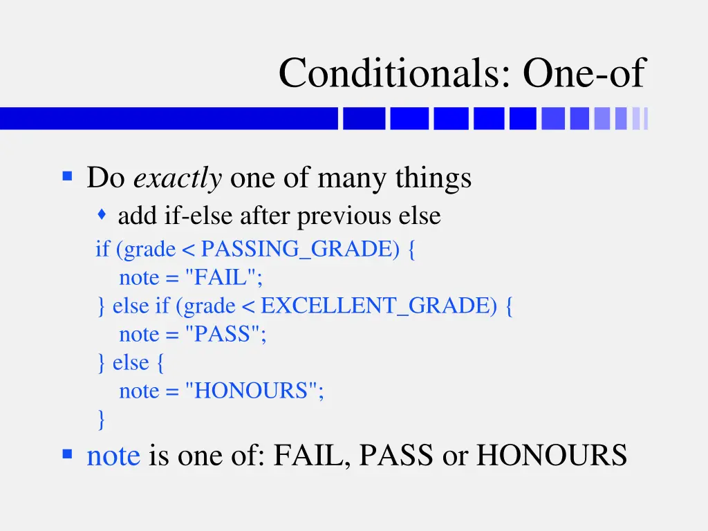 conditionals one of