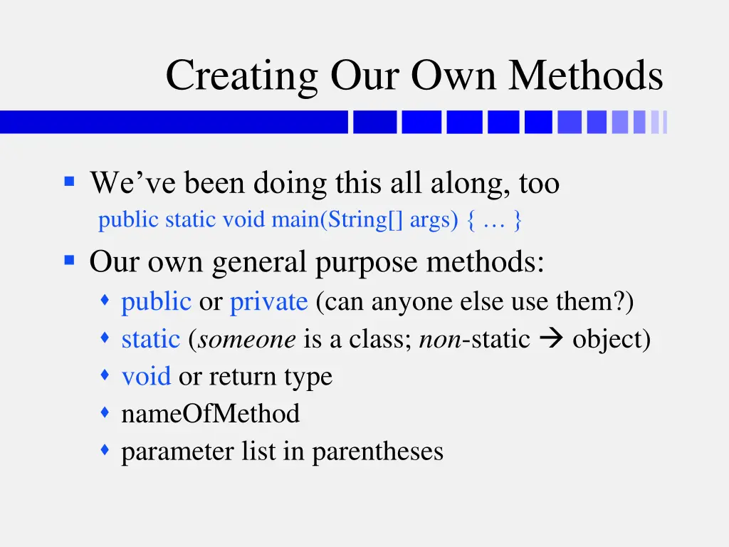 creating our own methods