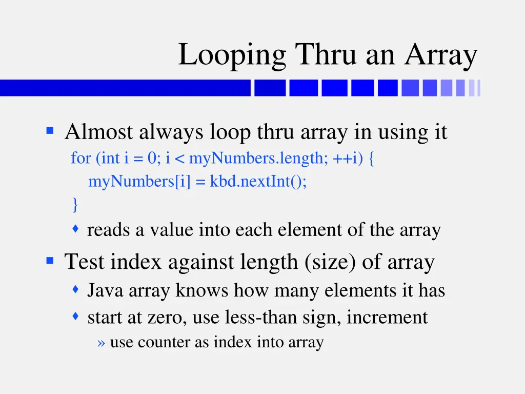 looping thru an array