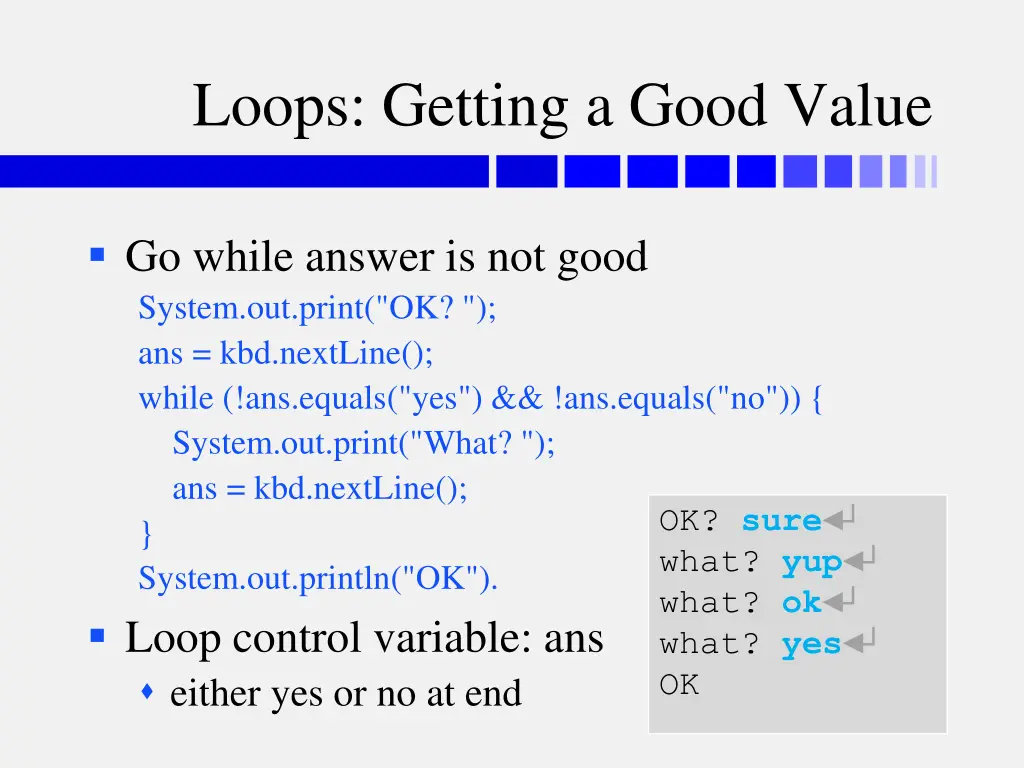 loops getting a good value