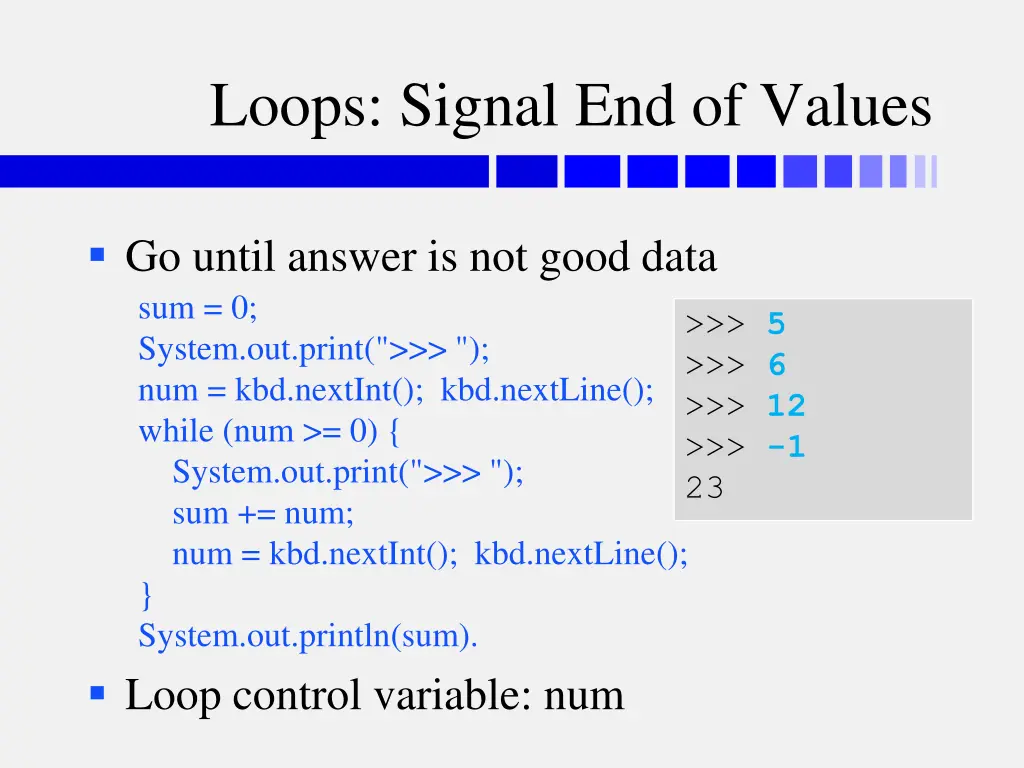 loops signal end of values