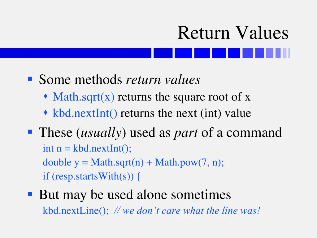 return values