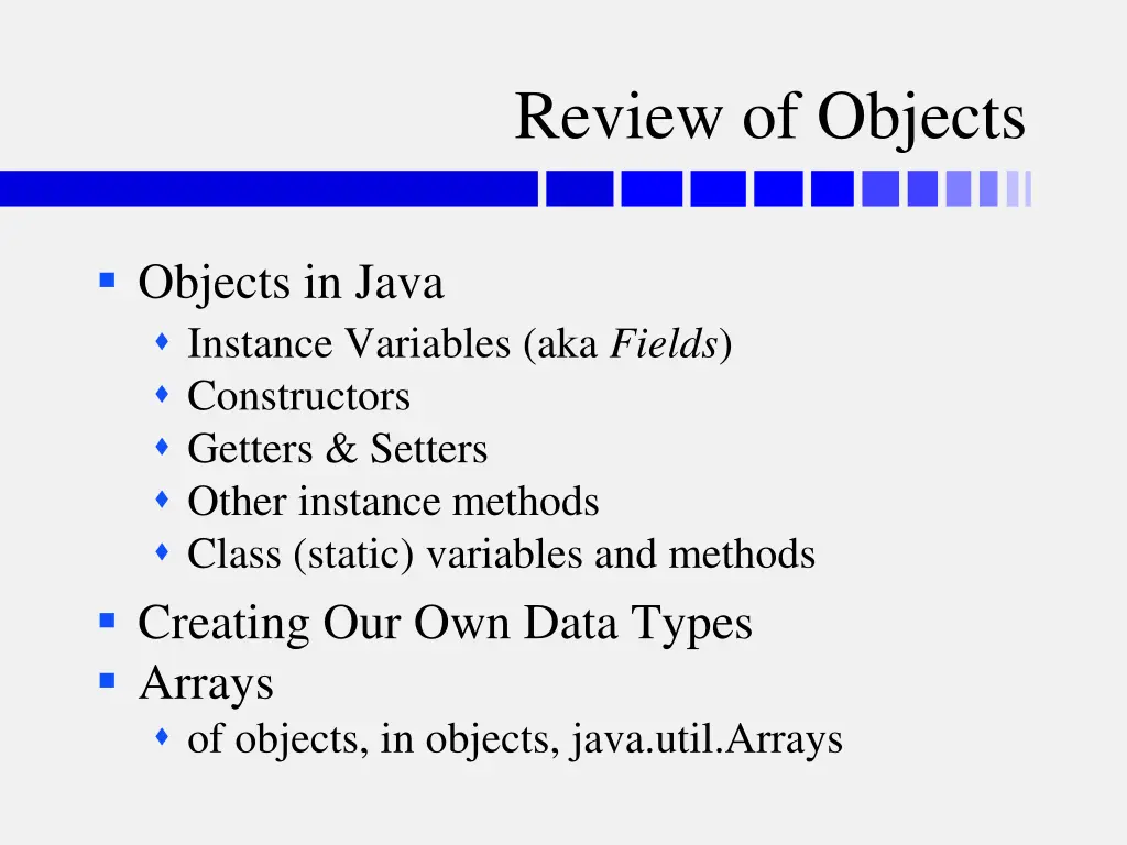 review of objects