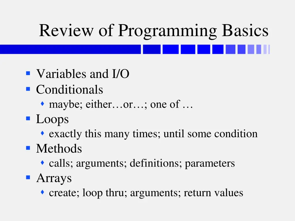 review of programming basics