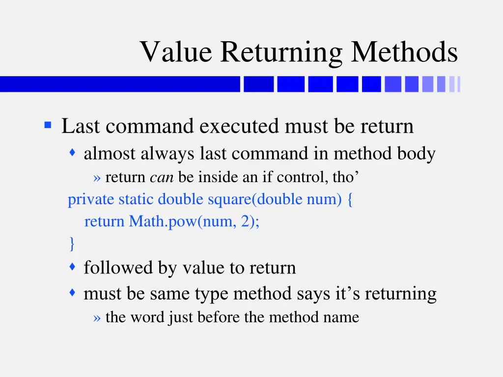 value returning methods