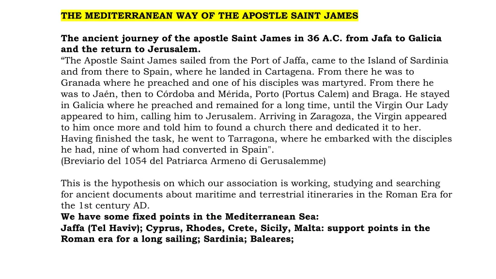 the mediterranean way of the apostle saint james