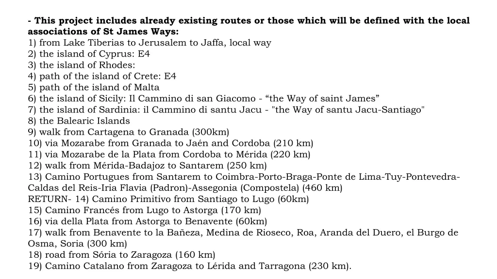 this project includes already existing routes