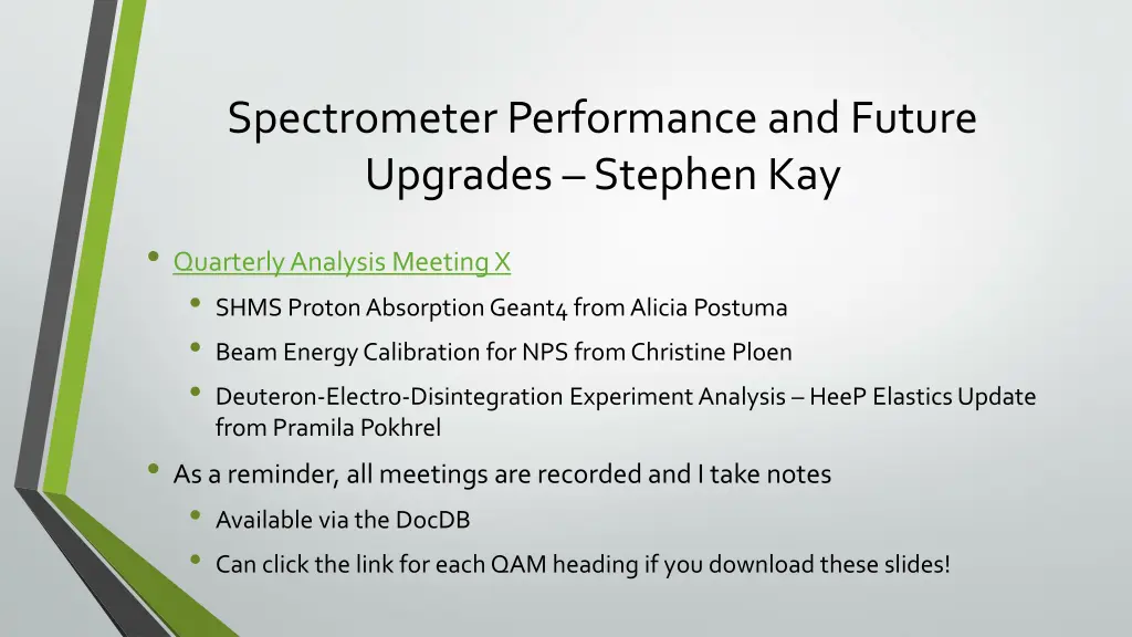 spectrometer performance and future upgrades 2