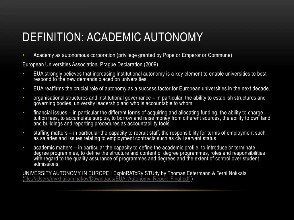 definition academic autonomy