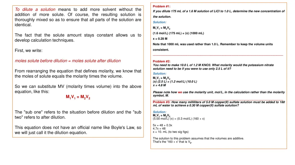 problem 1 if you dilute