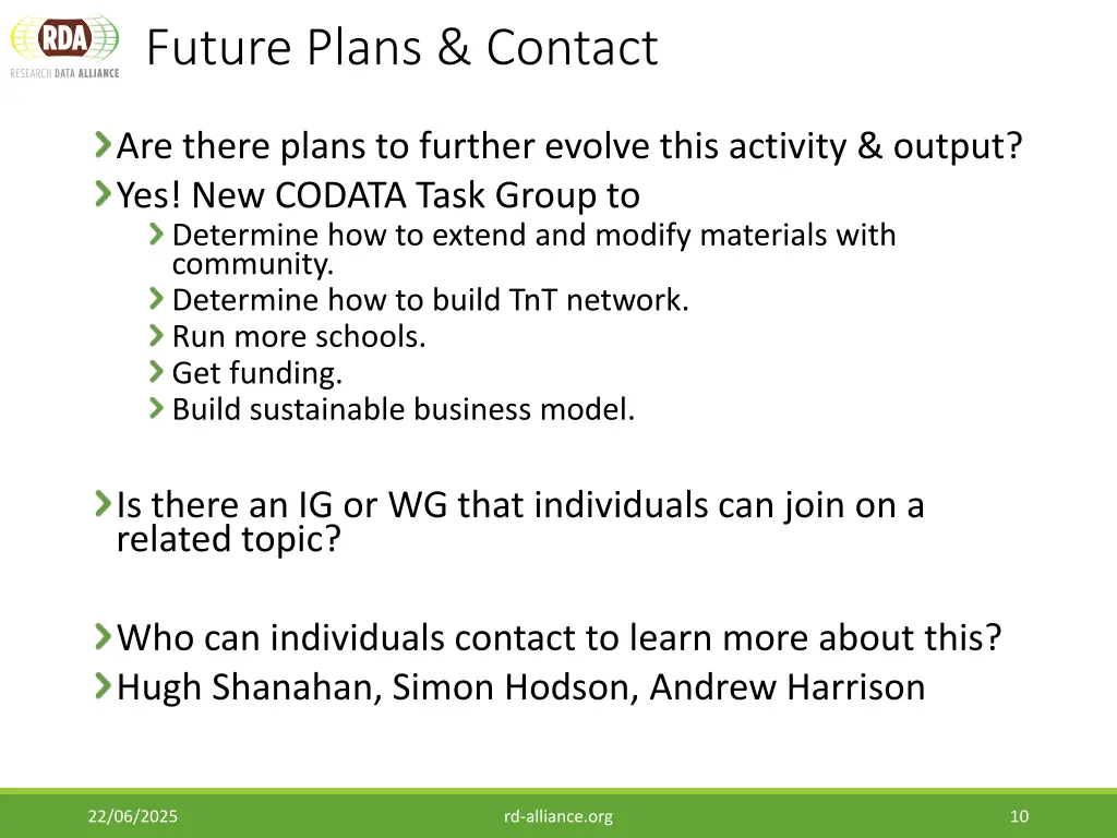 future plans contact