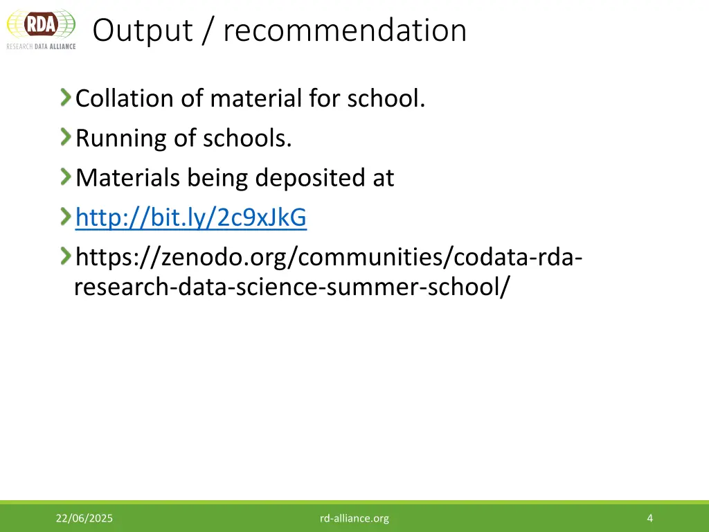 output recommendation