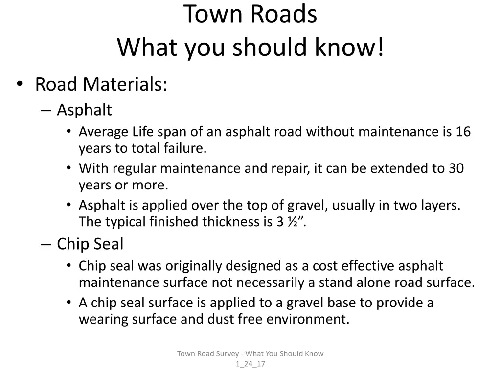 town roads what you should know road materials