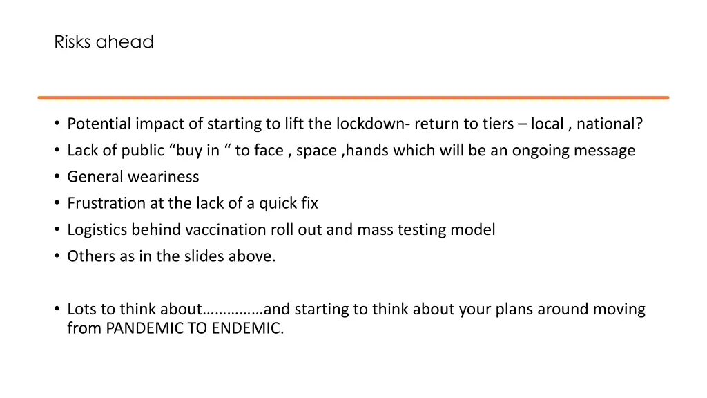 risks ahead