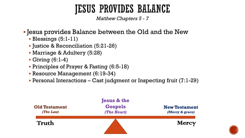 jesus provides balance matthew chapters 5 7