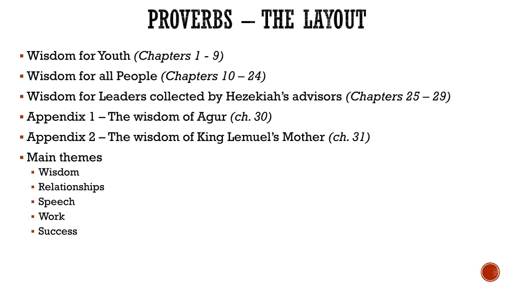 proverbs the layout
