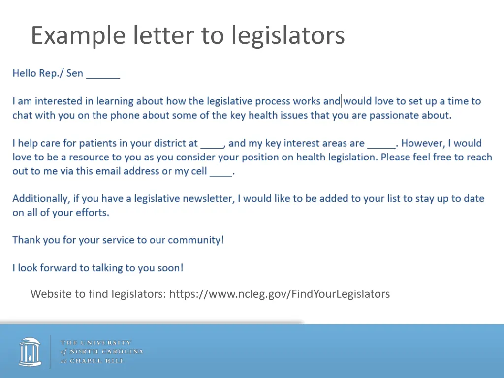 example letter to legislators