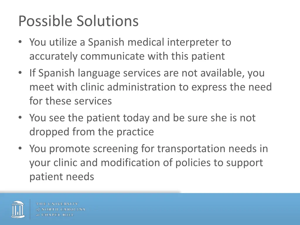 possible solutions you utilize a spanish medical