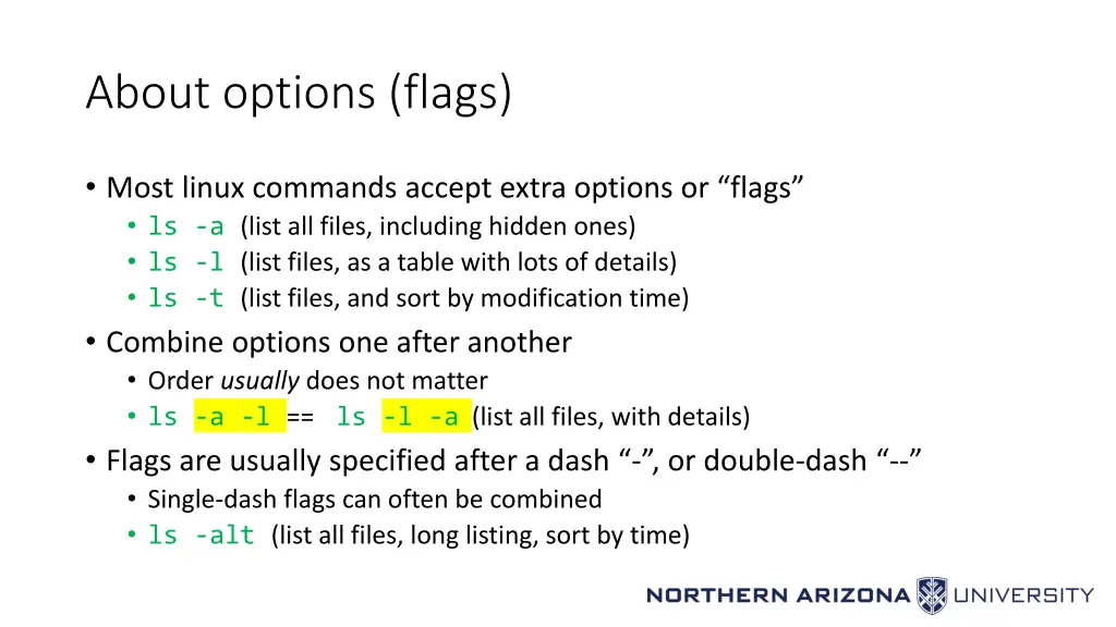 about options flags