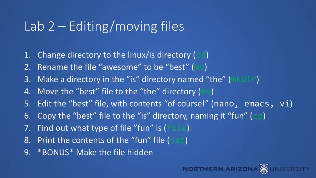 lab 2 editing moving files