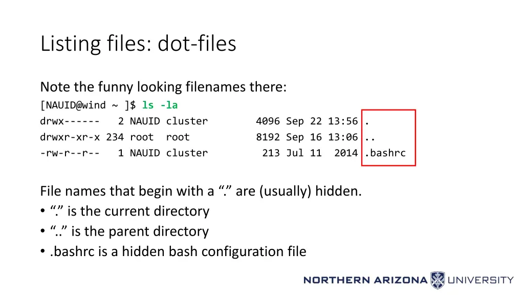 listing files dot files