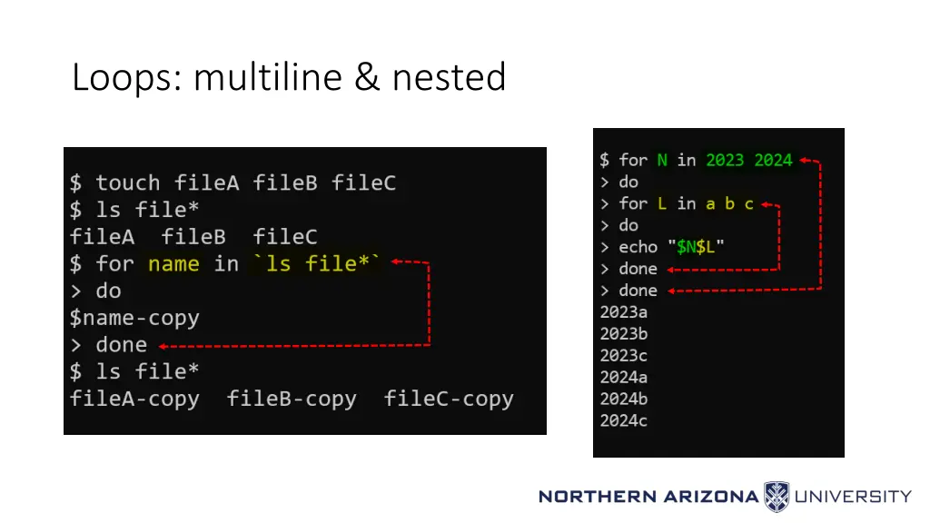 loops multiline nested