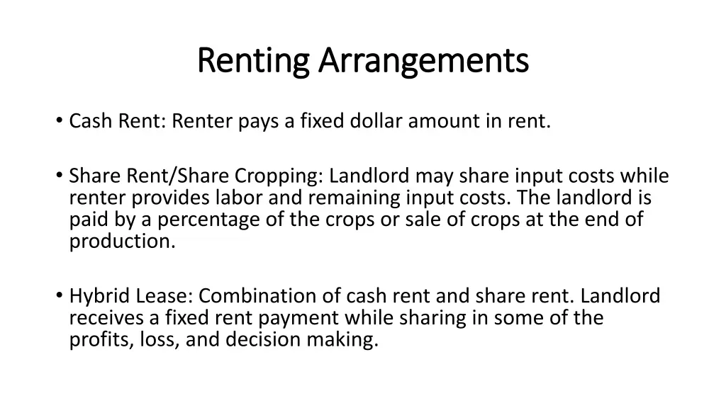 renting arrangements renting arrangements