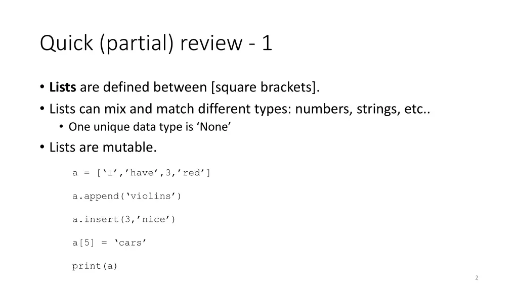 quick partial review 1