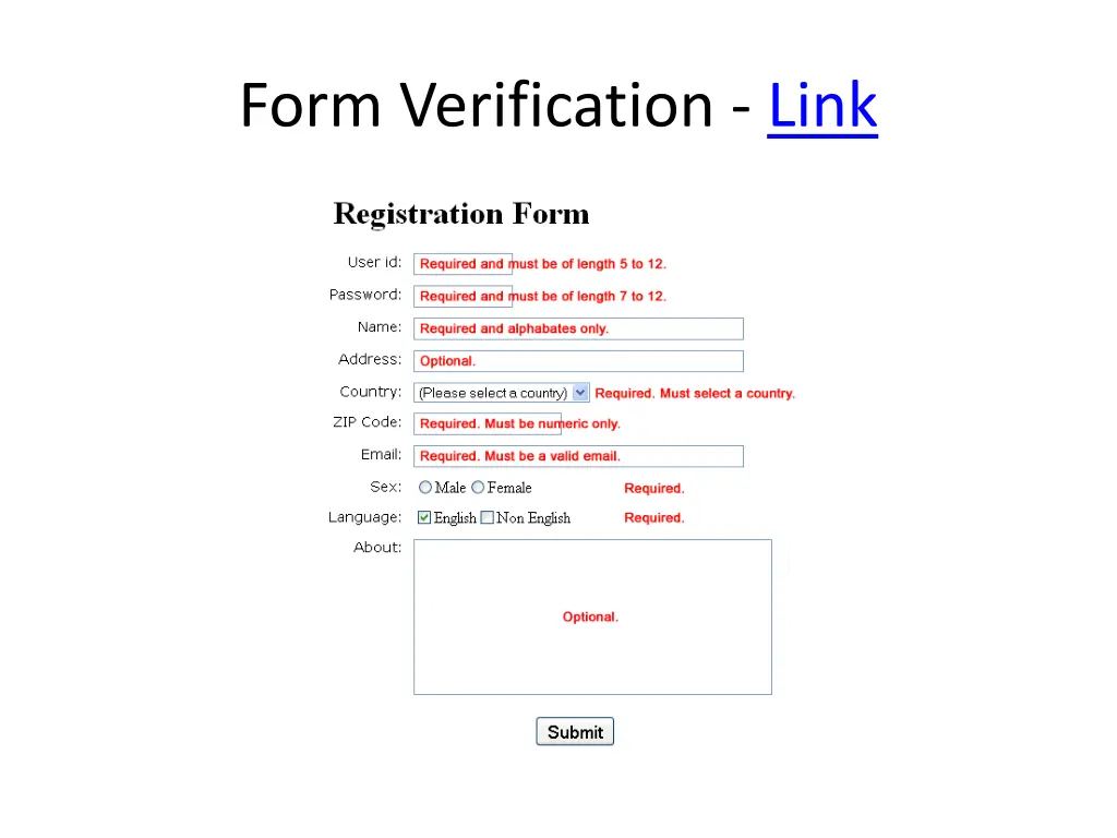 form verification link
