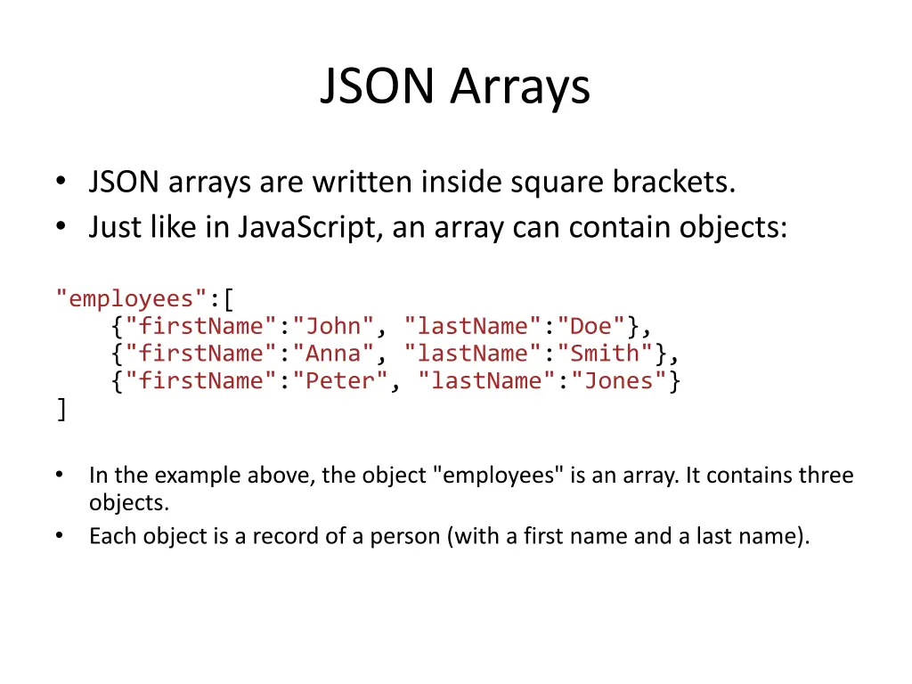 json arrays