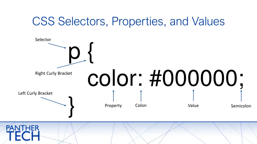 css selectors properties and values p color 000000